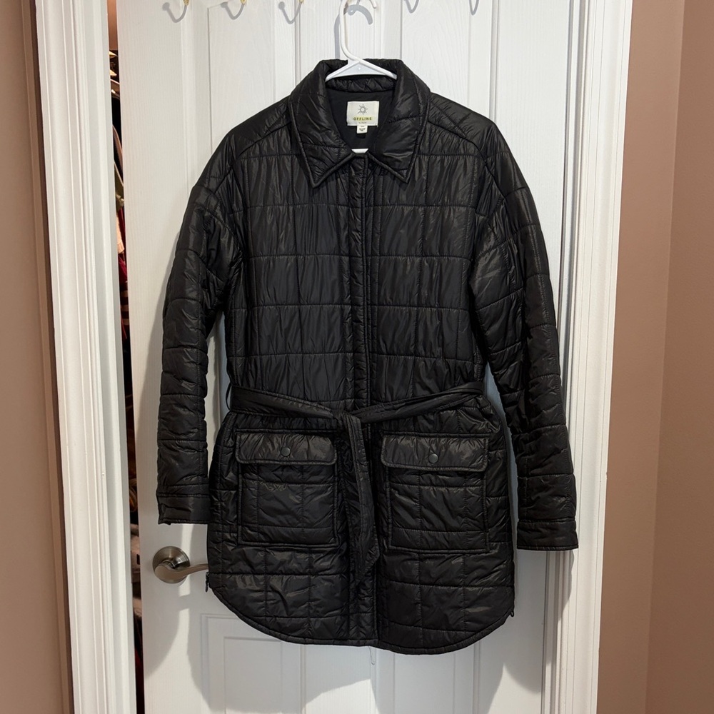 Aerie Black Quilted Puffer Jacket